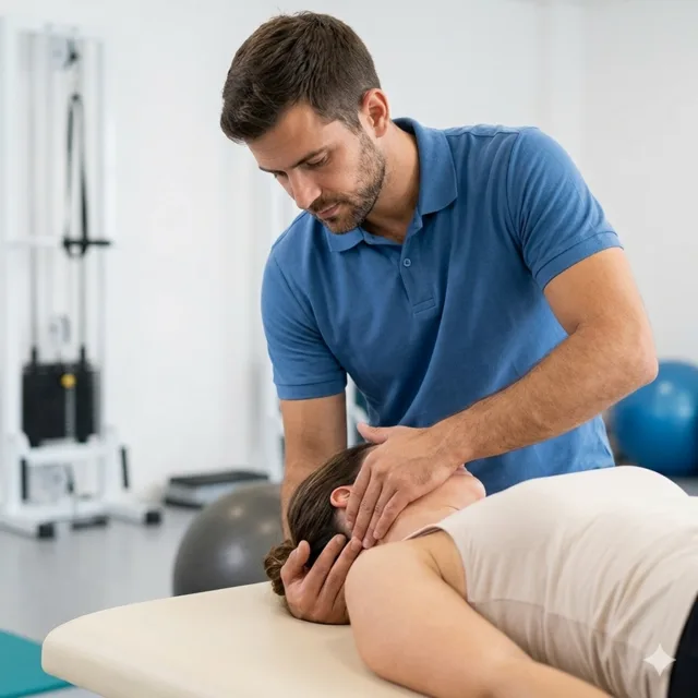 Profesional de fisioterapia en consulta
